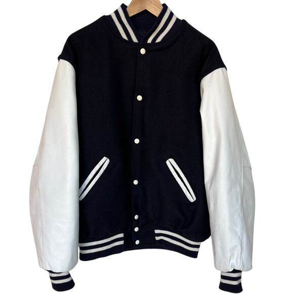 Holloway Original College Jacket Vintage Made in USA Wool Blend, Leather size L - Picture 1 of 6